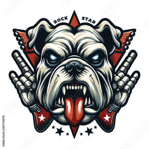 Rock star Bulldog skull head mascot vector
