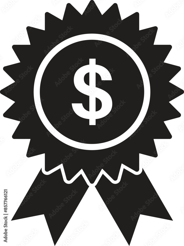 Money award icon . Dollar badge . Dollar medal icon vector Money award icon . Dollar badge . Dollar medal icon vector