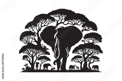Classy Elephant Silhouette Art for Versatile Use