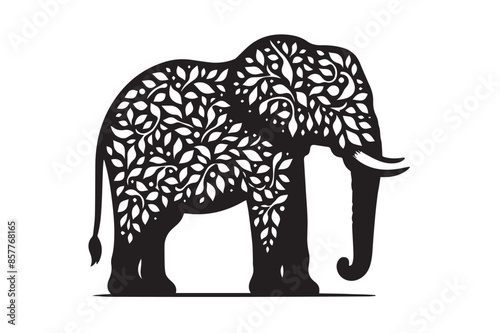 Elegant and Adaptable Elephant Silhouette for Design