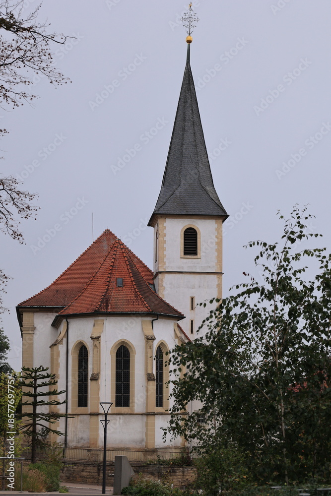 Historische Kirche im Zentrum von Bad Schönborn in Baden-Württemberg Historische Kirche im Zentrum von Bad Schönborn in Baden-Württemberg