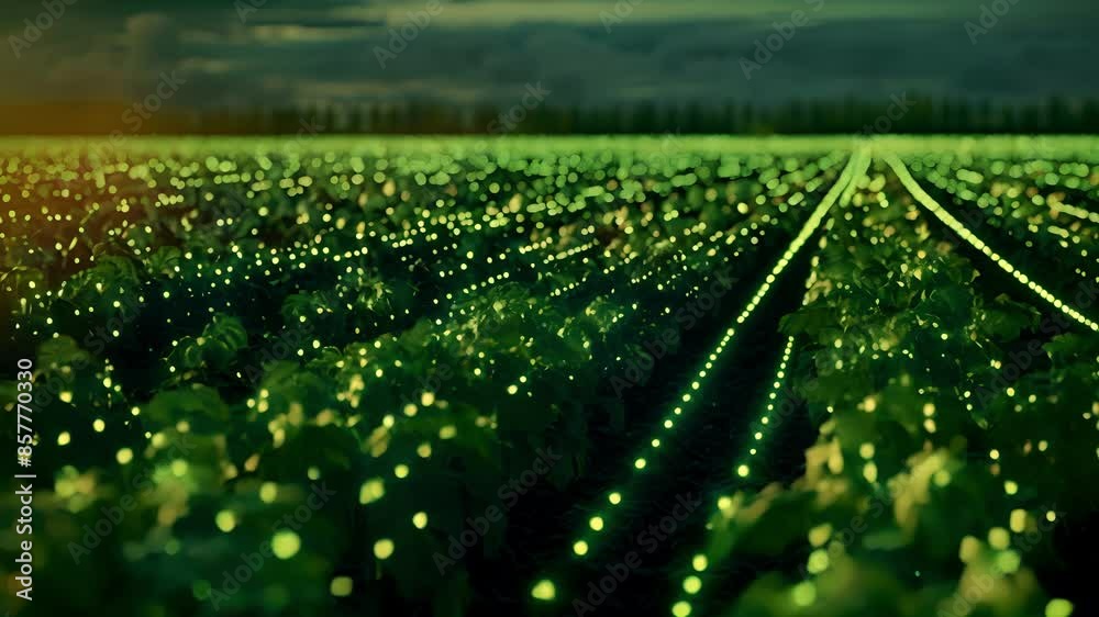 A computer system analyzes soil and weather data to create custom irrigation plans for each crop in the field.