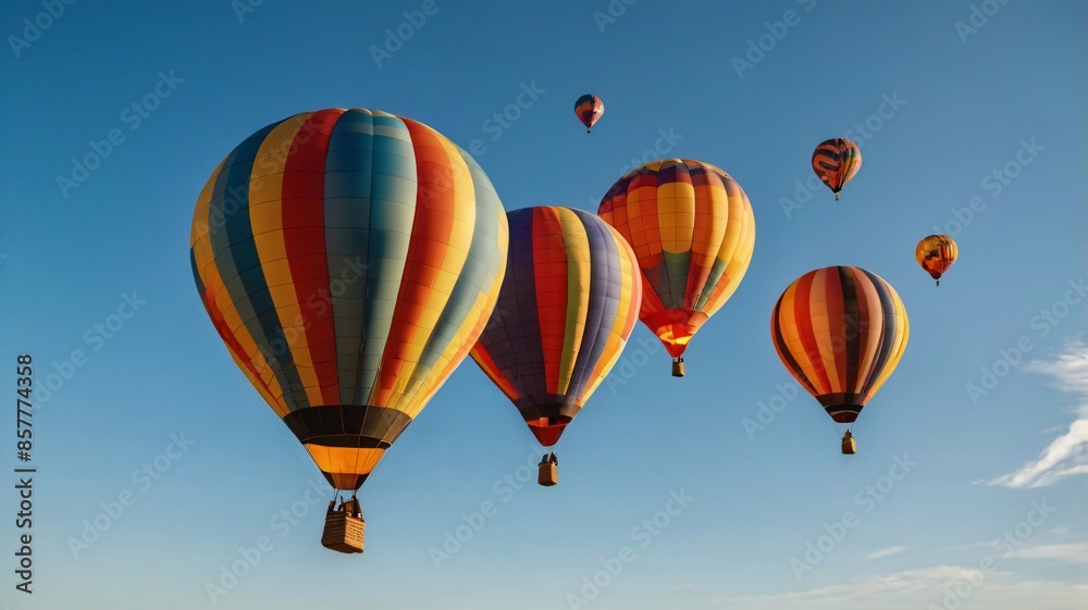Fototapeta premium Colorful hot air balloons soaring in the sky during a festival.