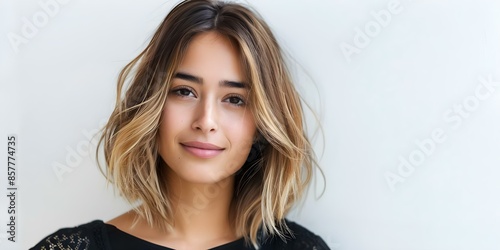 Stylish long bob with textured waves and subtle highlights for a modern look. Concept Modern Hairstyles, Textured Waves, Subtle Highlights, Long Bob photo