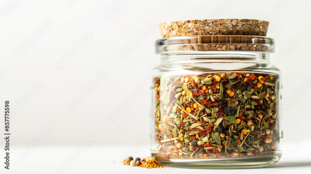 Recycled Glass Jar with Mixed Spices and Cork Lid Recycled Glass Jar with Mixed Spices and Cork Lid