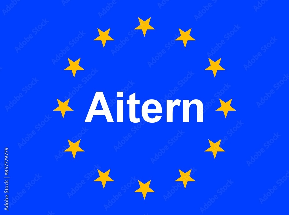 Illustration einer Europaflagge mit der Aufschrift Illustration einer Europaflagge mit der Aufschrift