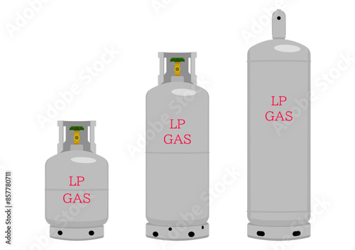 3タイプのプロパンガス（LPG）ボンベ
