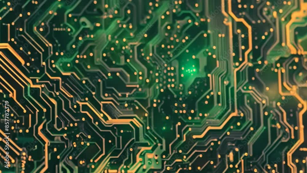 Various colors merge on a computer circuit board, creating a vibrant and chaotic pattern, Circuit board patterns melting into chaos Various colors merge on a computer circuit board, creating a vibrant and chaotic pattern, Circuit board patterns melting into chaos