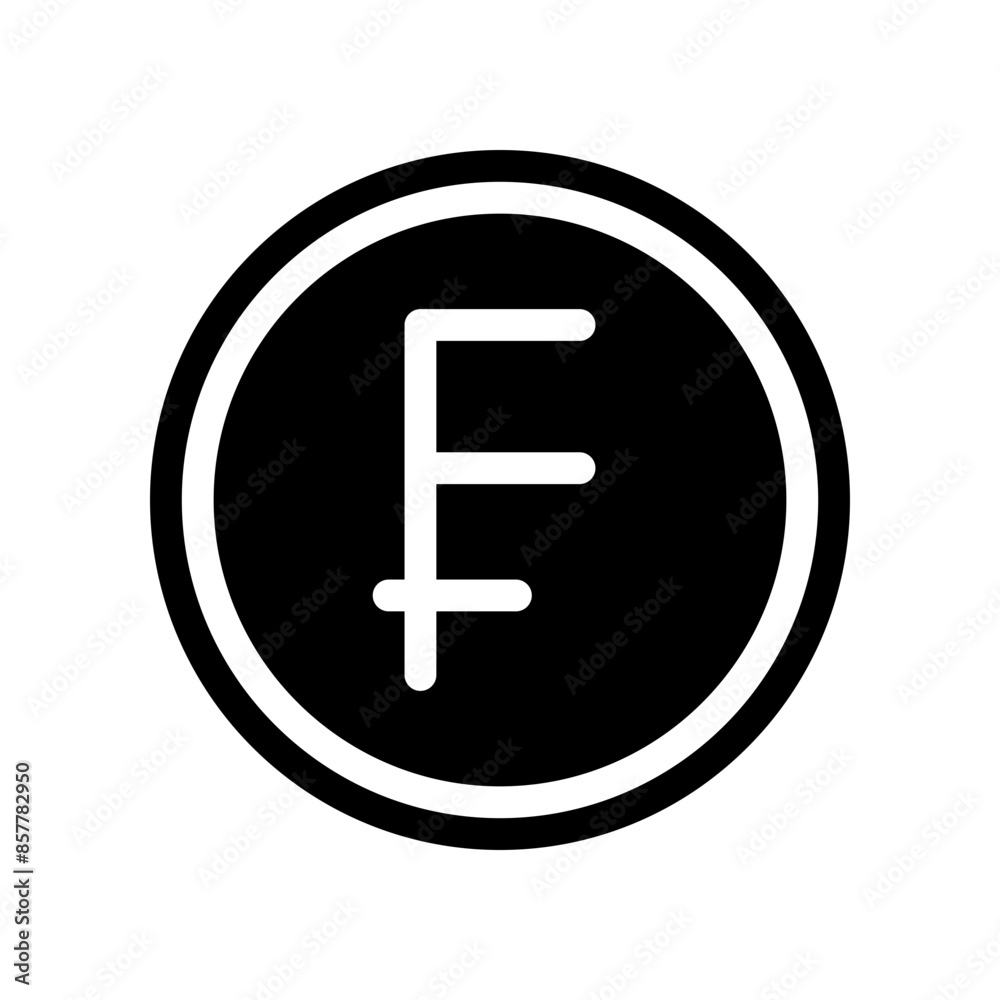 franc currency coin black glyph icon franc currency coin black glyph icon