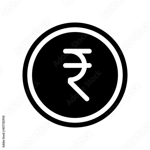 indian rupee coin black glyph icon