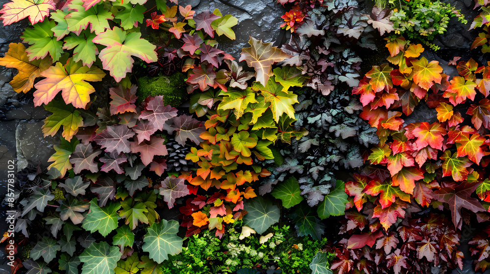 Garden wall covered with colorful foliage Garden wall covered with colorful foliage