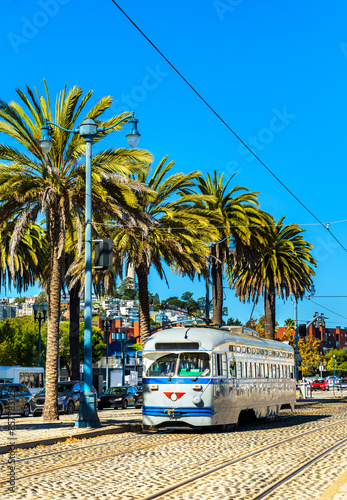 Historic streetcar on the Embarcadero in San Francisco - California, United States