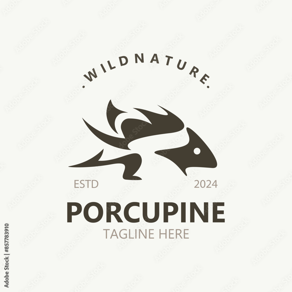 Obraz premium Porcupine logo design. animal vintage minimalist logo Hedgehog modern template
