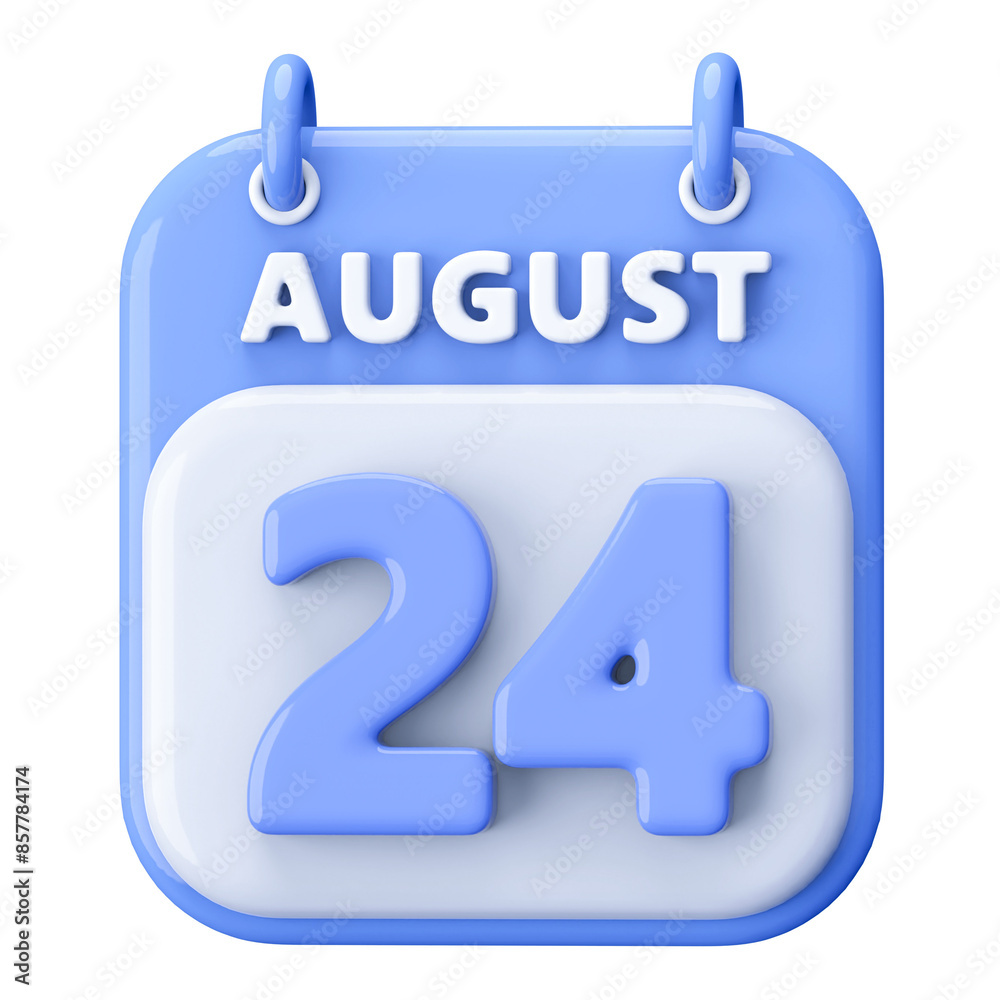 24th August Calendar Icon 3D Render 24th August Calendar Icon 3D Render