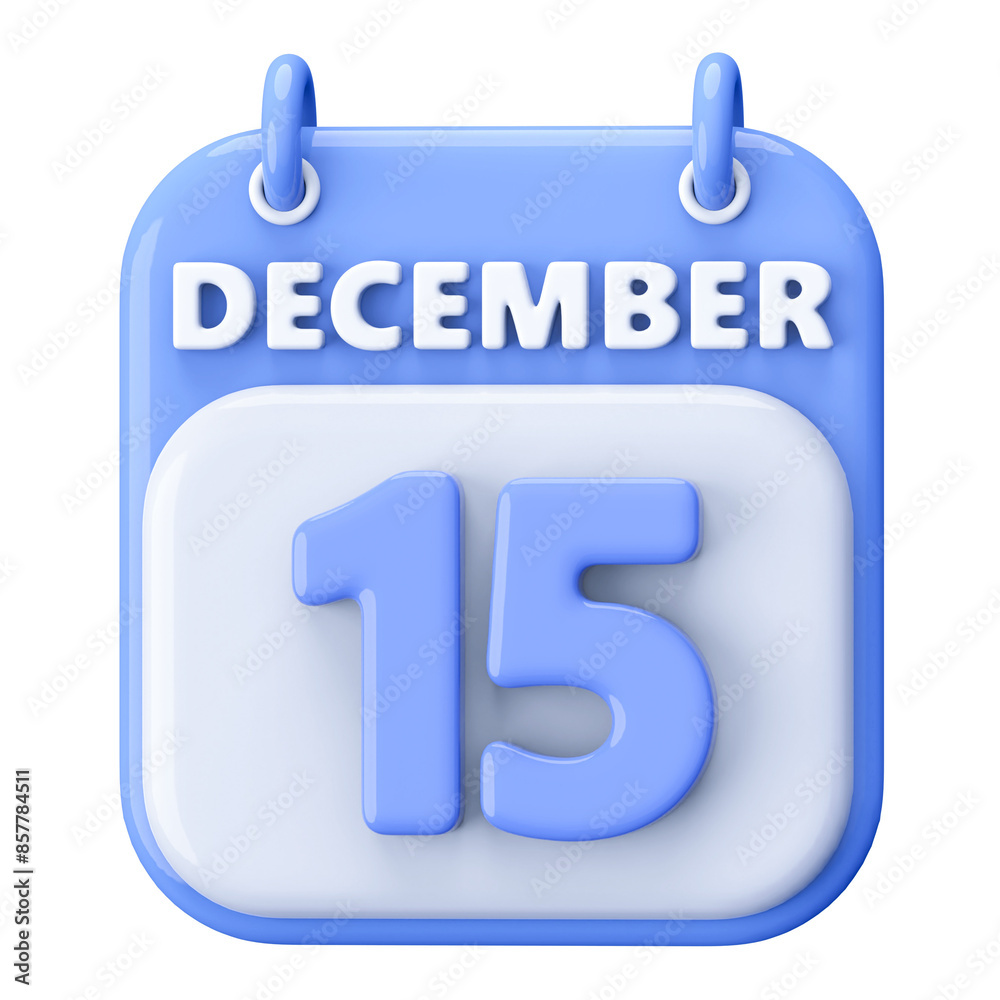 15th December Calendar Icon 3D Render 15th December Calendar Icon 3D Render