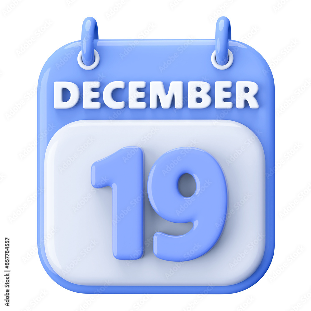 19th December Calendar Icon 3D Render 19th December Calendar Icon 3D Render