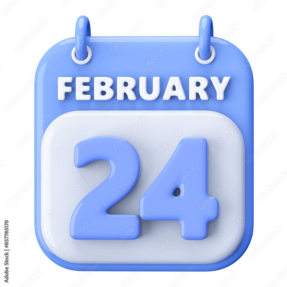 24th February Calendar Icon 3D Render 24th February Calendar Icon 3D Render