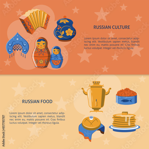 Russian culture and food banner template