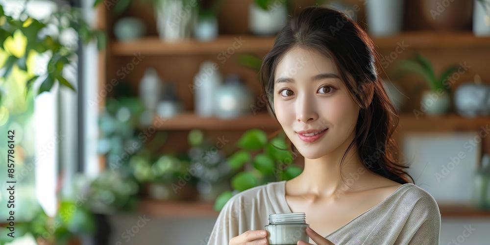 Asian Applying face cream wrinkle prevention, antiaging Asian Applying face cream wrinkle prevention, antiaging