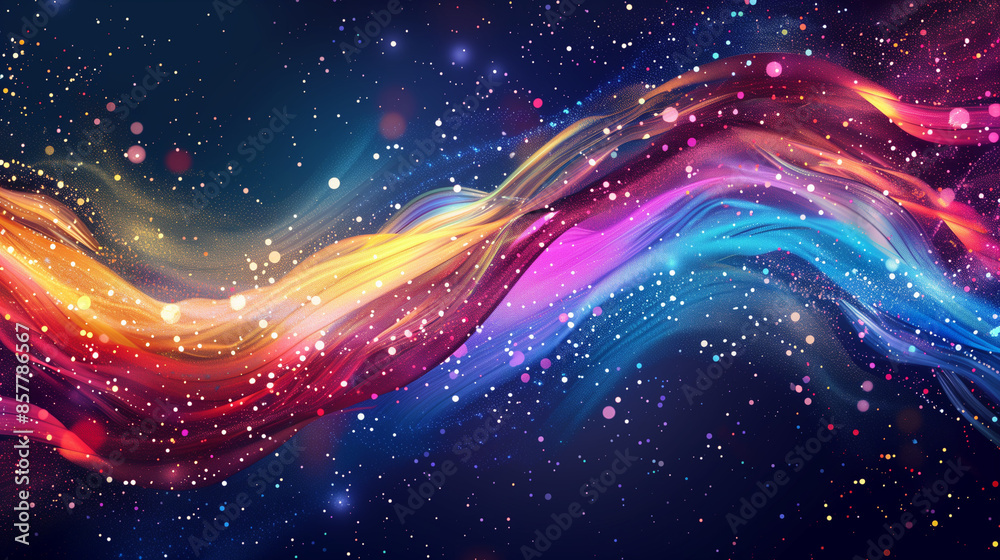Obraz premium abstract magical background with glowing sparkling starry curvy stream effect on cosmos backdrop background 