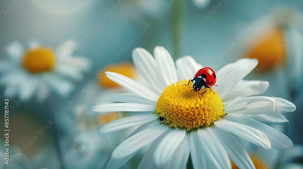Obraz premium Ladybug on daisy flower