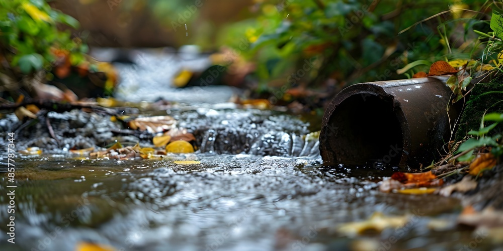 Sewage drain pipe releasing polluted water into the environment. Concept Pollution, Sewage, Environmental Impact, Water Contamination, Public Health Sewage drain pipe releasing polluted water into the environment. Concept Pollution, Sewage, Environmental Impact, Water Contamination, Public Health