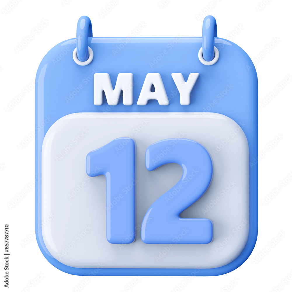 12th May Calendar Icon 3D Render 12th May Calendar Icon 3D Render