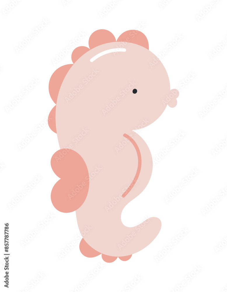 Fototapeta premium Cute seahorse. Flat cartoon vector illustration isolated on white background. For card, posters, banners, printing on the pack, printing on clothes, fabric, wallpaper, textile or dishes. 