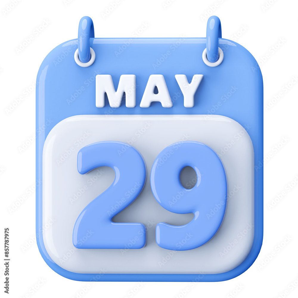 29th May Calendar Icon 3D Render 29th May Calendar Icon 3D Render