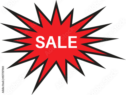 Sale burst icon with text . Red bursting icon . Vector illustration