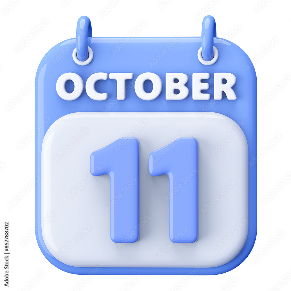 11th October Calendar Icon 3D Render 11th October Calendar Icon 3D Render