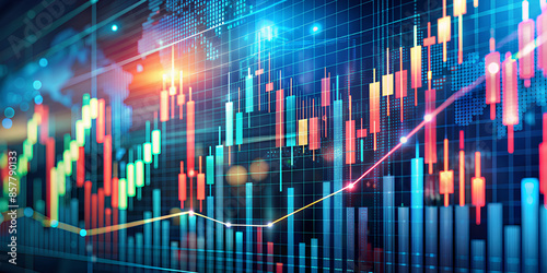 Stock market or forex trading graph and candlestick chart suitable for financial investment concept.