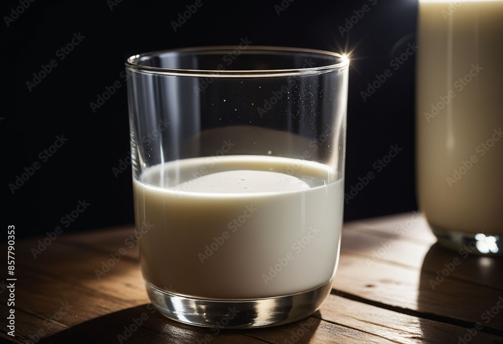 A glass of fresh, non-homogenized milk shows a thick, creamy top layer. This highlights the quality and eco-friendly practices of the dairy farm A glass of fresh, non-homogenized milk shows a thick, creamy top layer. This highlights the quality and eco-friendly practices of the dairy farm