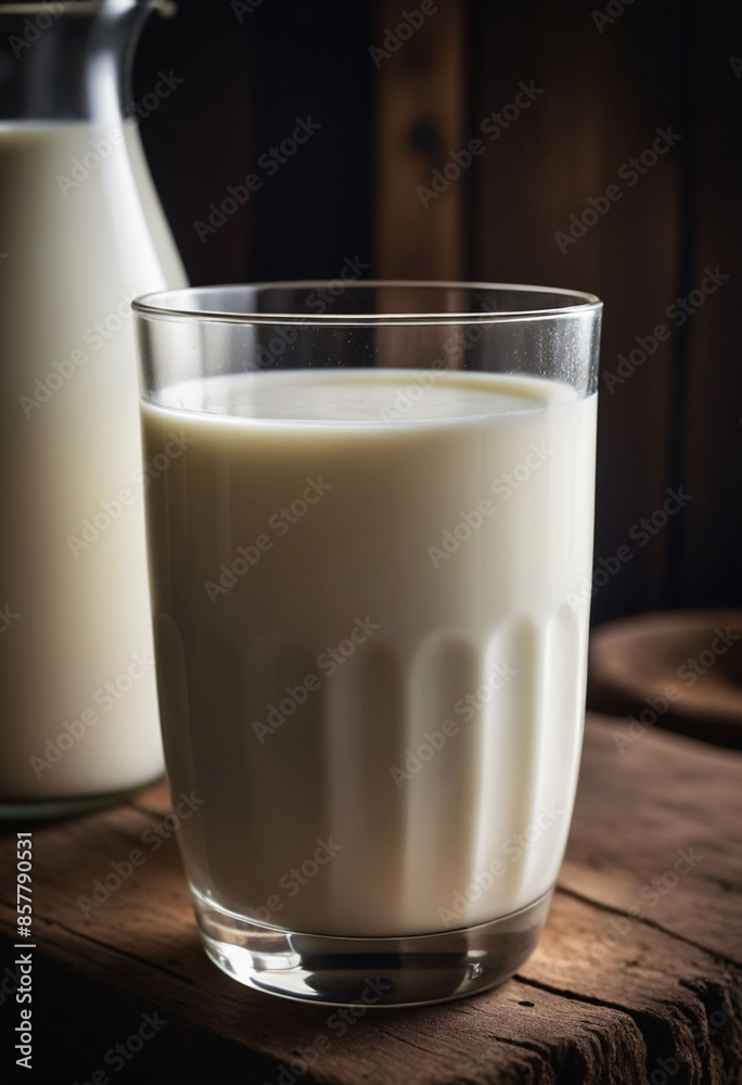 A glass of fresh, non-homogenized milk shows a thick, creamy top layer. This highlights the quality and eco-friendly practices of the dairy farm A glass of fresh, non-homogenized milk shows a thick, creamy top layer. This highlights the quality and eco-friendly practices of the dairy farm
