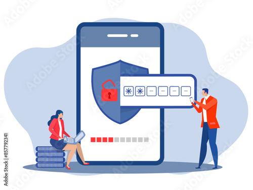 One Time Password or OTP security code on mobile phone,2-Step authentication mobile applications, posters and banners.OTP authentication and Secure Verification concept