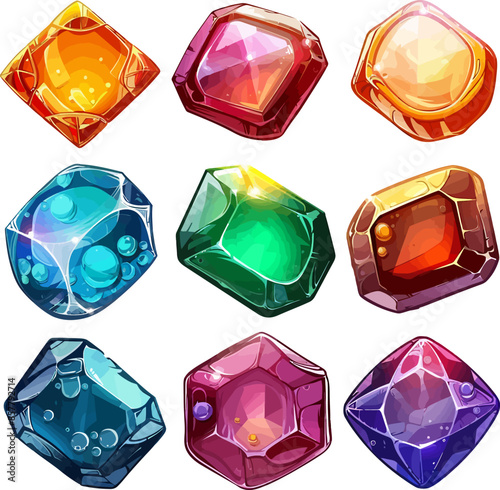 Square Gems Icon Collection Vector Design Illustration.