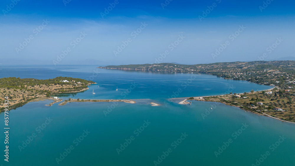 Aerial view of Porto Cheli, a luxury seaside retreat at the east edge of the Peloponnese peninsula, Greece Aerial view of Porto Cheli, a luxury seaside retreat at the east edge of the Peloponnese peninsula, Greece