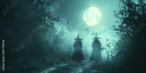 Ethereal Witches Halloween Conceptual Background