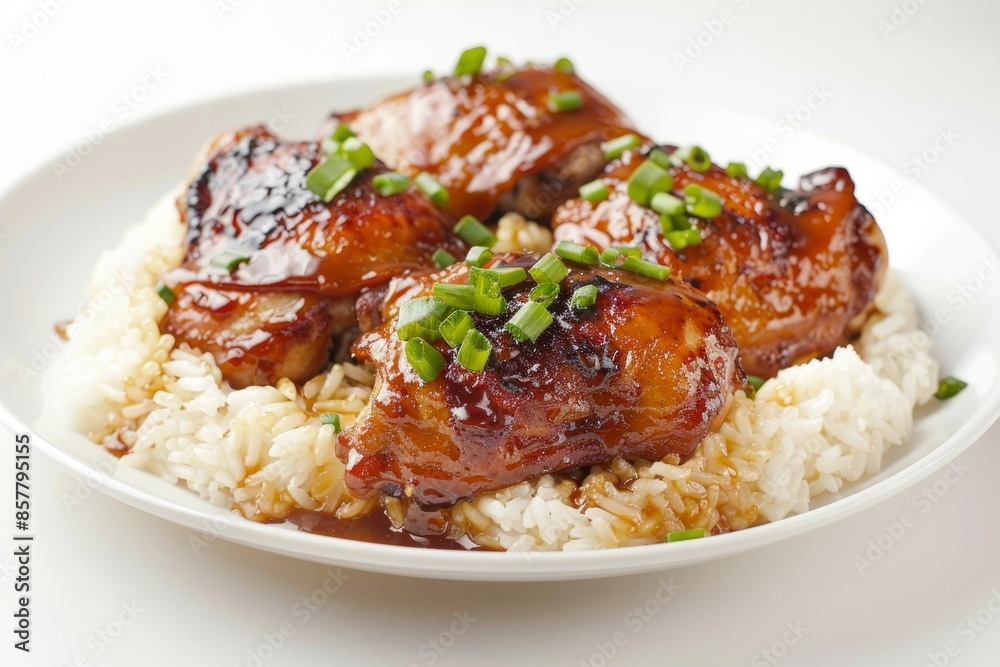 Caramel Glazed Chicken Thighs with Green Onions and Rice Caramel Glazed Chicken Thighs with Green Onions and Rice
