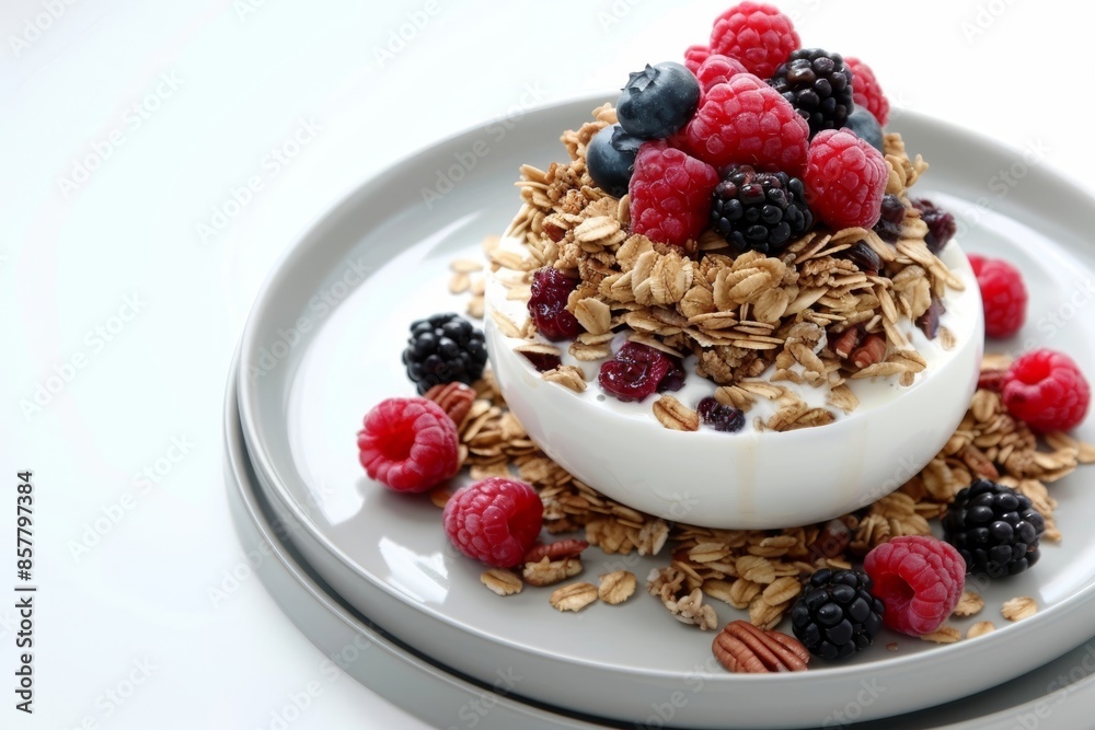 Exquisite Yogurt Parfait with Fresh Berries and Crunchy Granola Exquisite Yogurt Parfait with Fresh Berries and Crunchy Granola