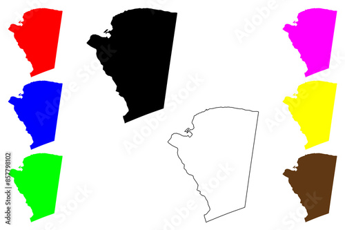 Saint James Parish (Parishes of Jamaica, Cornwall County) map vector illustration, scribble sketch St. James map