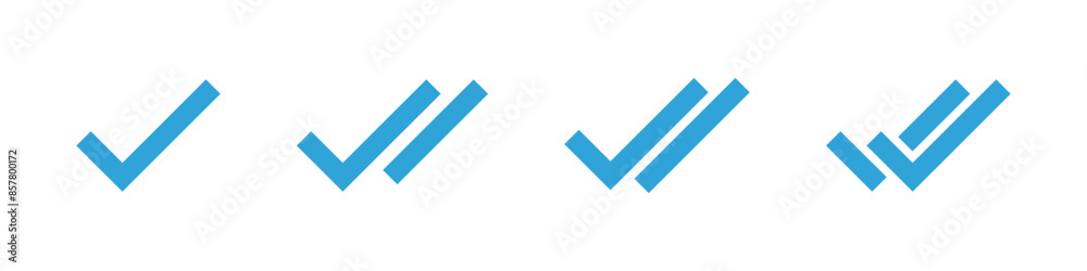 Check mark icon. Double checkmark vector set. Twin tick isolated on white background. Delivered message read icon Check mark icon. Double checkmark vector set. Twin tick isolated on white background. Delivered message read icon