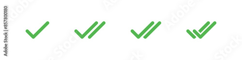 Check mark icon. Double checkmark vector set. Twin tick isolated on white background. Delivered message read icon