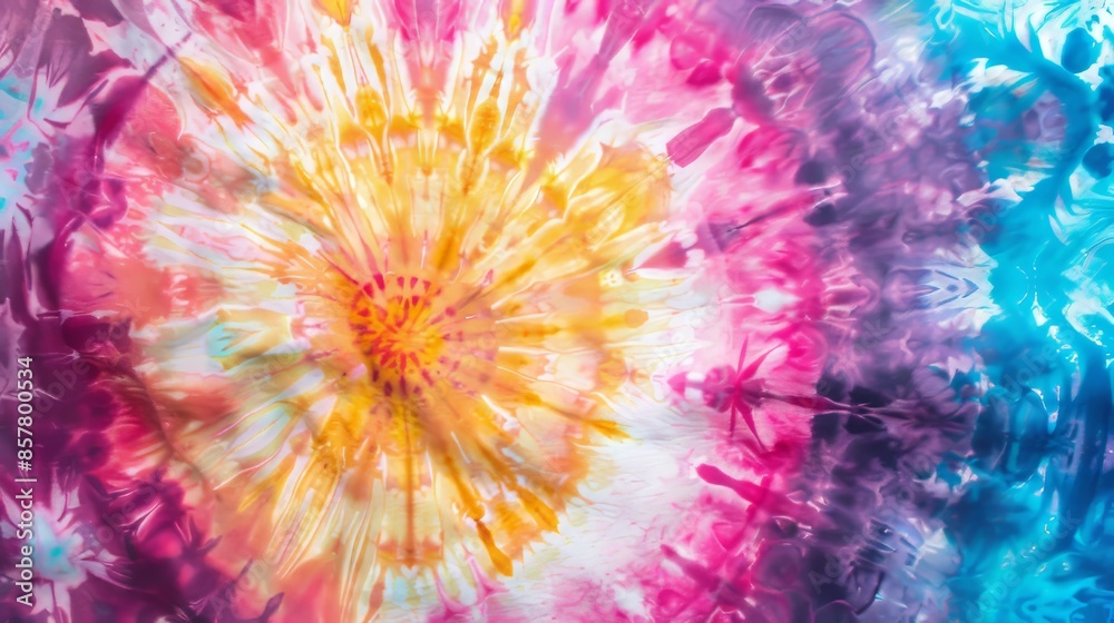 Obraz premium A colorful tie dye design with a yellow center