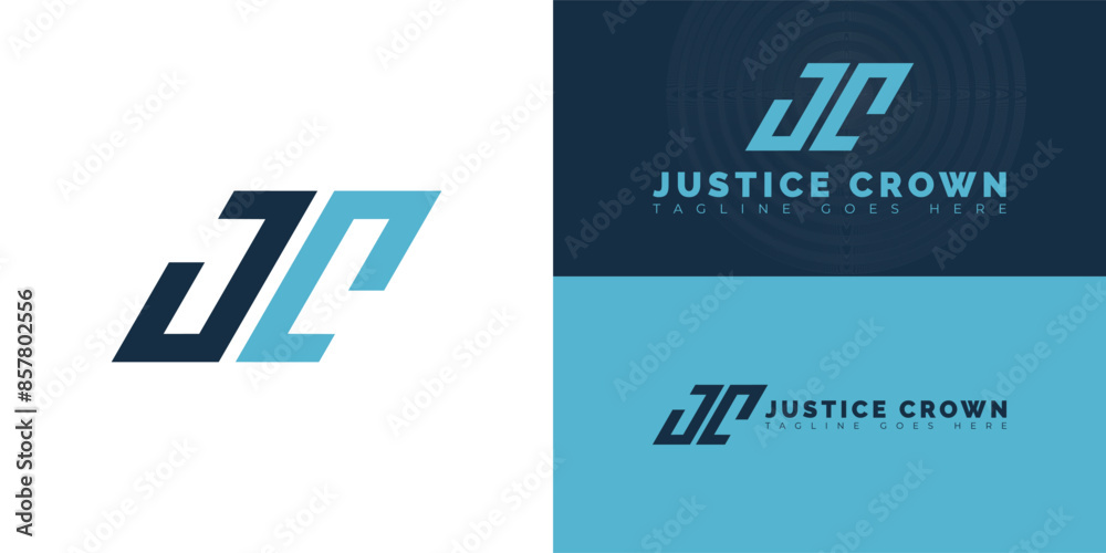 Abstract initial letters JC or CJ logo in blue color isolated on ...