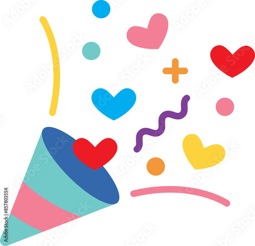 love confetti flat color icon photo