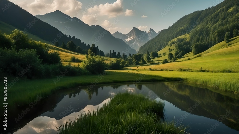 Fototapeta premium landscape with lake