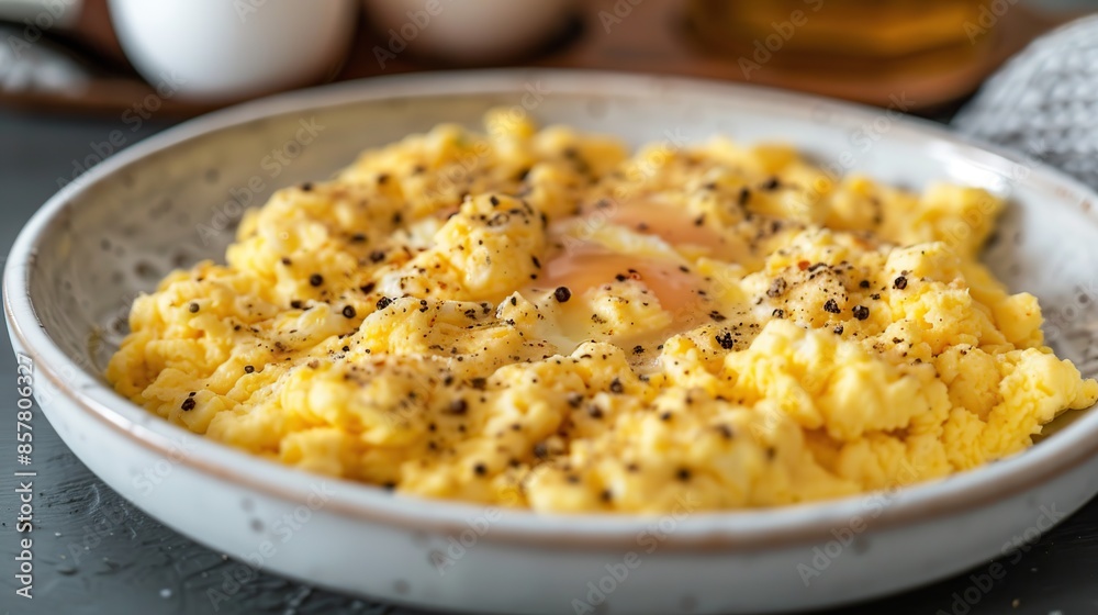 Scrambled Eggs with a Sunny Side Up Egg and Pepper Scrambled Eggs with a Sunny Side Up Egg and Pepper