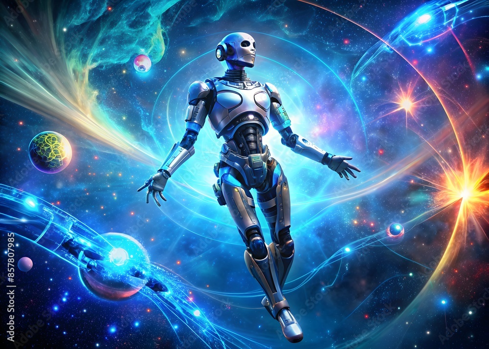 Naklejka premium Astronaut floating in the vastness of space.