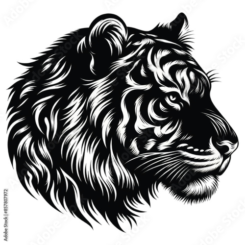 Wallpaper Mural Silhouette tiger face vector Torontodigital.ca